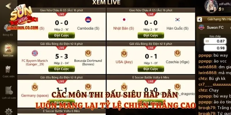 Các môn thi đấu siêu hấp dẫn luôn mang lại tỷ lệ chiến thắng cao