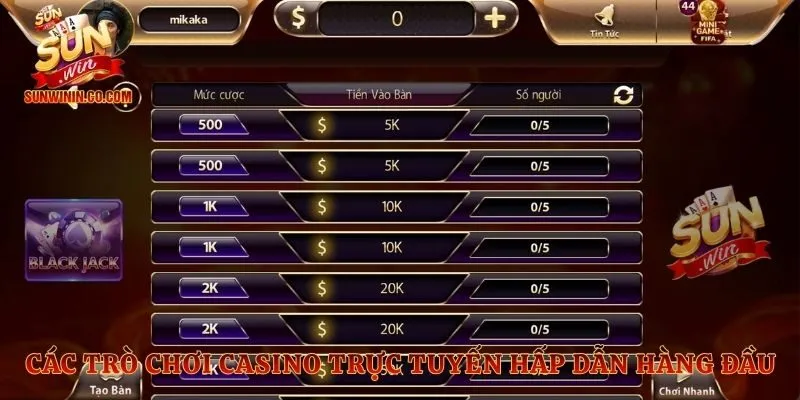 Các trò chơi casino trực tuyến hấp dẫn hàng đầu